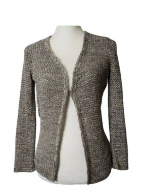 Kenar crochet knitted women’s Medium long sleeve gray cardigan sweater